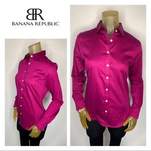 BANANA REPUBLIC Purple Button Down Fitted Blouse 8